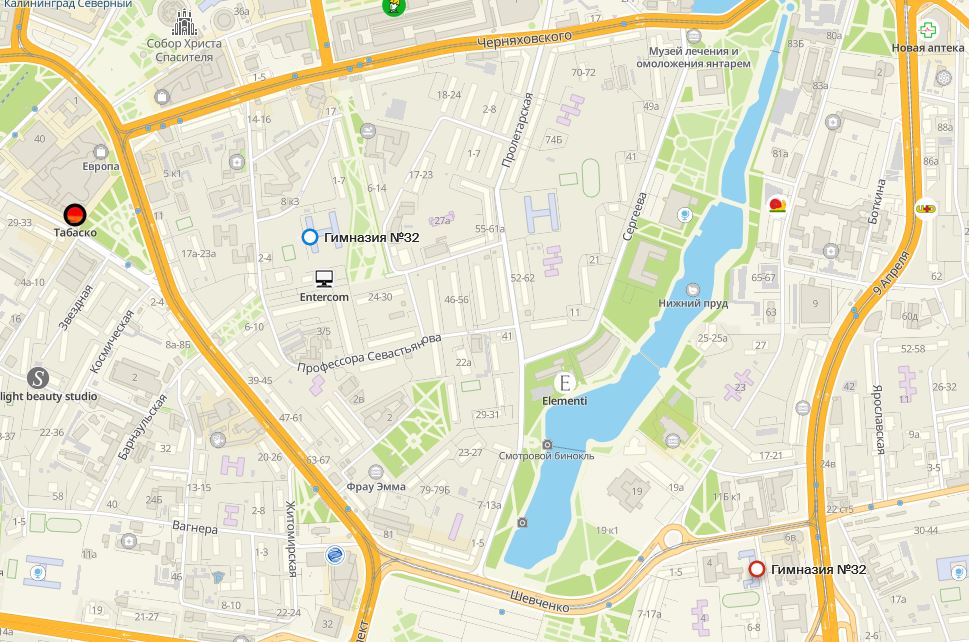 Карта сделана с помощью городского информационного сервиса 2ГИС