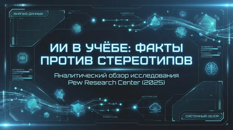 Обзор исследования Pew Research Center (осень 2025 г.) на тему использования ИИ в учебном процессе.
